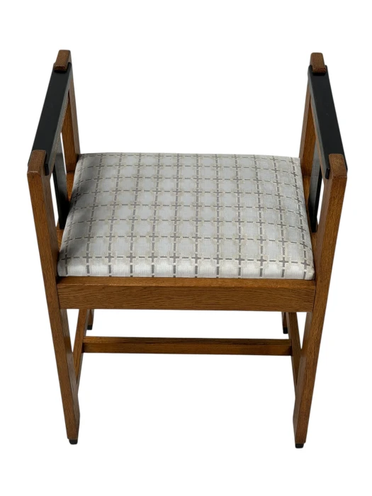1920s Art Deco Modernist Stool by Jan Brunott, Oak & Velvet